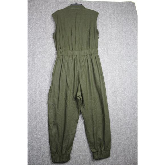 ZARA SLEEVELESS LINEN BLEND JUMPSUIT L - Picture 3 of 7